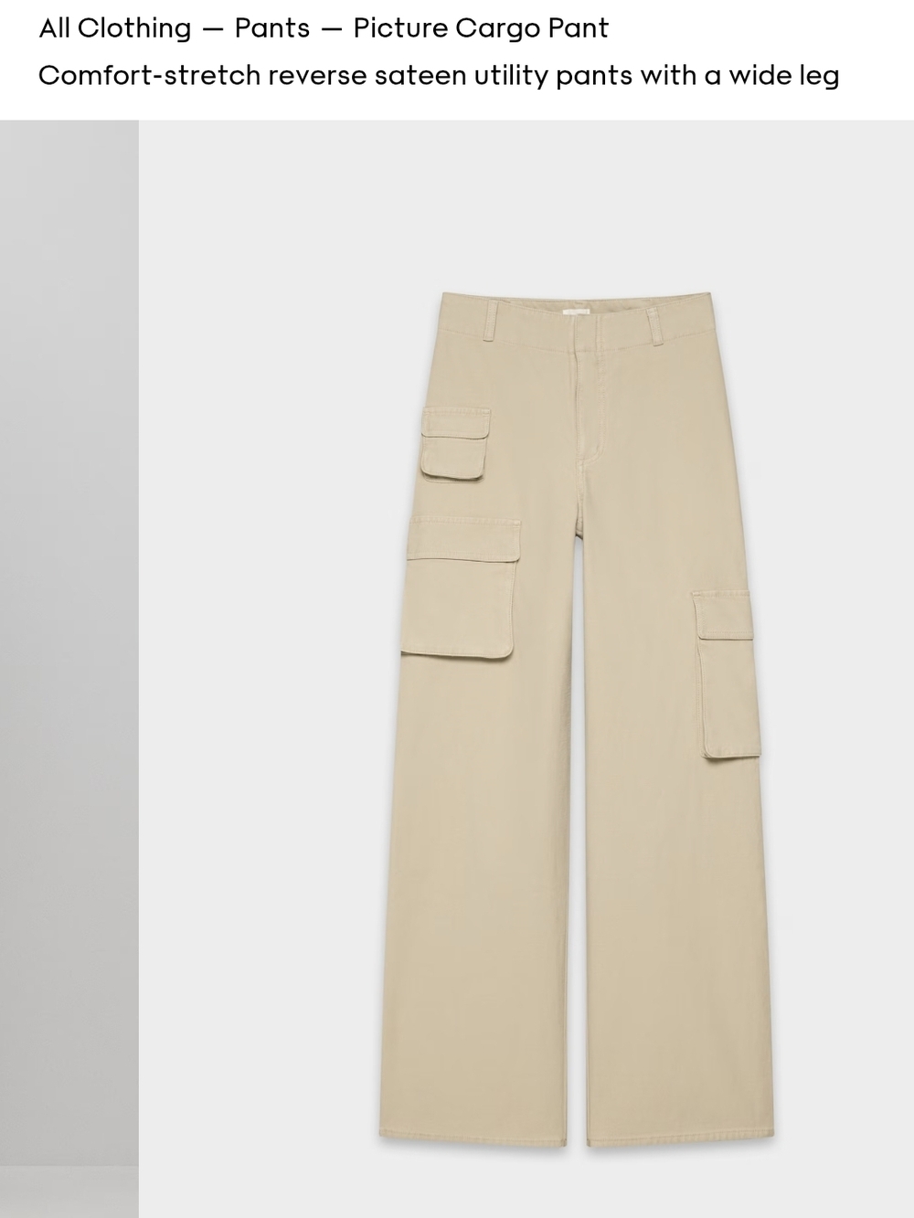 Womems Suze 8 NWOT - Beige Wide-Leg Wilfred Free Cargo Pants
